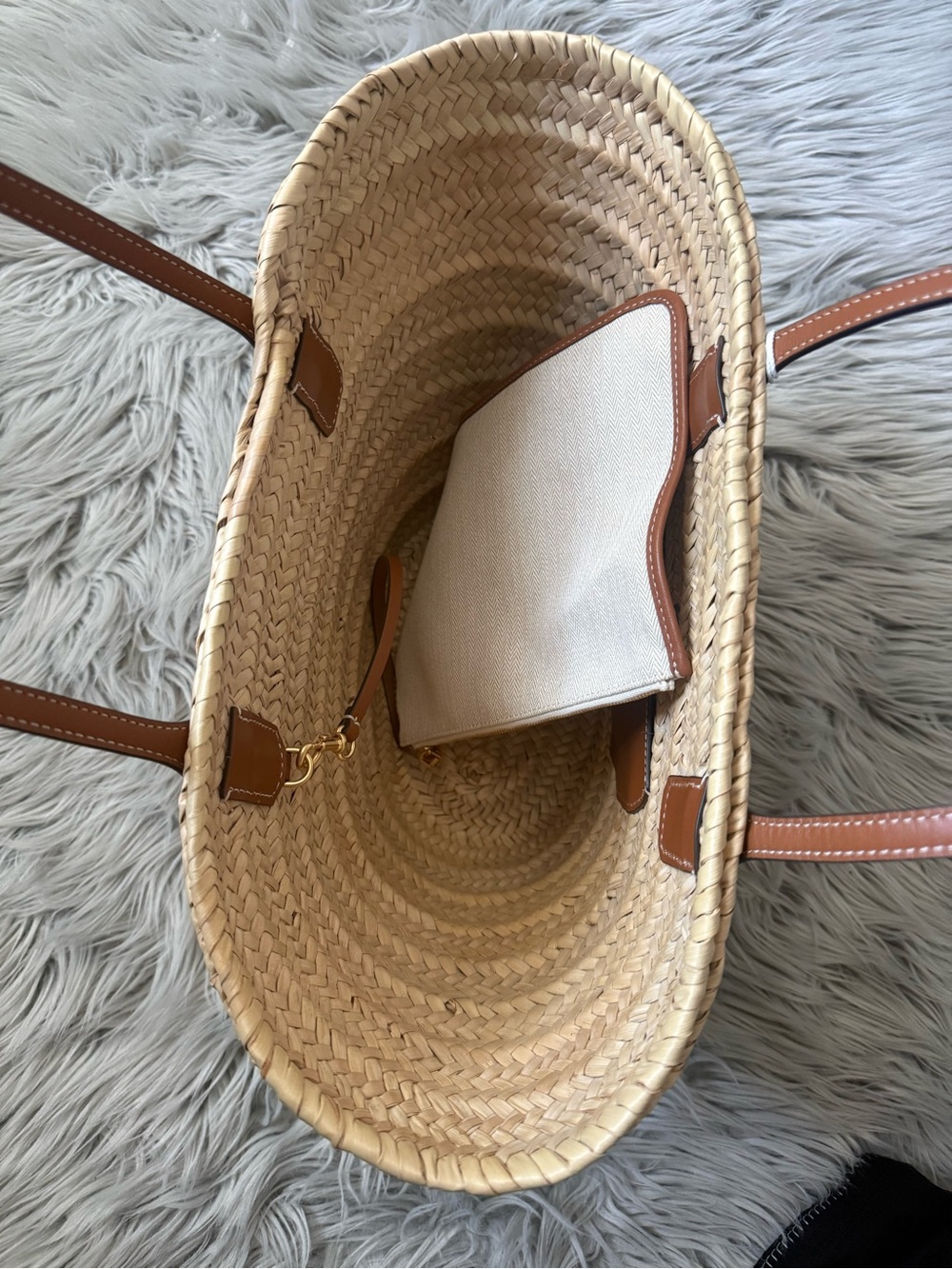TORY BURCH Ella Straw Basket Tote in Color Natural / Classic Cuoio NWT - Picture 11 of 16
